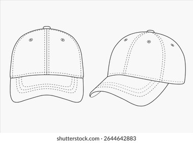Baseball cap template. Vector illustration of a baseball cap template.