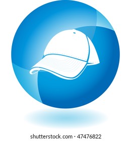 Baseball cap transparent blue icon isolated on a white background.