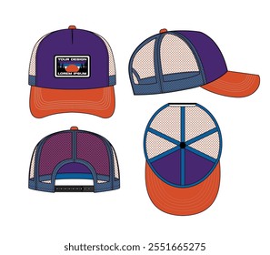 BASEBALL CAP TRUCKER HAT OUTDOOR MOCKUP VECTOR