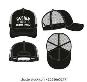 BASEBALL CAP TRUCKER HAT OUTDOOR MOCKUP VECTOR