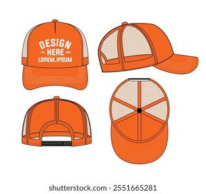 BASEBALL CAP TRUCKER HAT OUTDOOR MOCKUP VECTOR