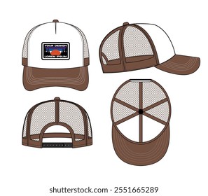 BASEBALL CAP TRUCKER HAT OUTDOOR MOCKUP VECTOR