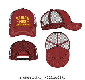 BASEBALL CAP TRUCKER HAT OUTDOOR MOCKUP VECTOR