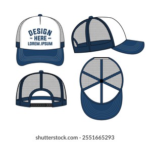 BASEBALL CAP TRUCKER HAT OUTDOOR MOCKUP VECTOR