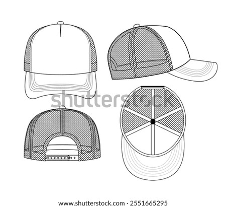 BASEBALL CAP TRUCKER HAT OUTDOOR MOCKUP VECTOR