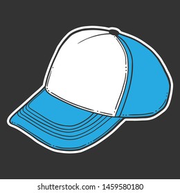 Baseball Cap, Trucker Hat. Vector Concept In Doodle And Sketch Style. Hand Drawn Illustration For Printing On T-shirts, Postcards.