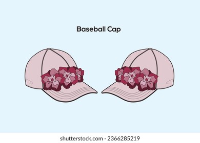 A baseball cap is a type of soft hat with a rounded crown and a stiff bill projecting in front. A simple baseball cap.