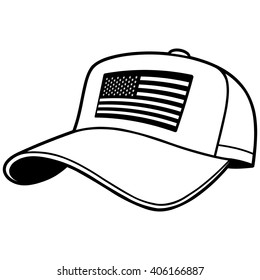 Baseball Cap with US Flag Illustration