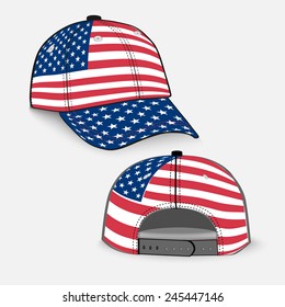 Baseball cap with USA flag realistic. EPS10