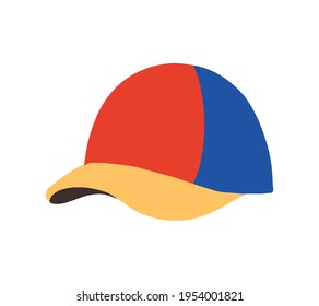 Baseball cap vector flat illustration. Unisex sports cap. Summer headdress.