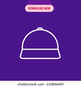 Baseball Cap Vector Icon, The outlined symbol of cap on the purple background. Simple, modern flat vector illustration for mobile app, website or desktop app  