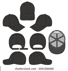 Baseball cap vector illustration flat sketches template