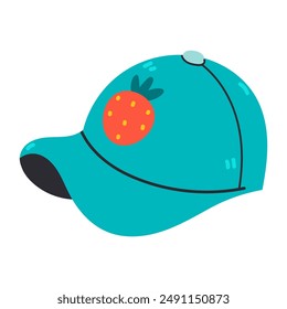 Baseball cap vector illustration. Hat clipart. Summer element. Cartoon flat vector isolated on white background.