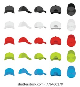 Baseball cap views icons set. Simple illustration of 25 baseball cap views vector icons for web