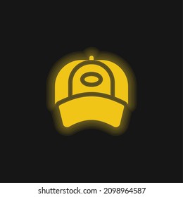 Baseball Cap yellow glowing neon icon