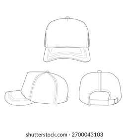 Gorras de béisbol sombrero diseño de contorno para maqueta