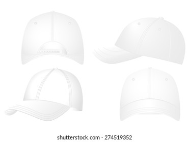 Baseball caps set on a white background.