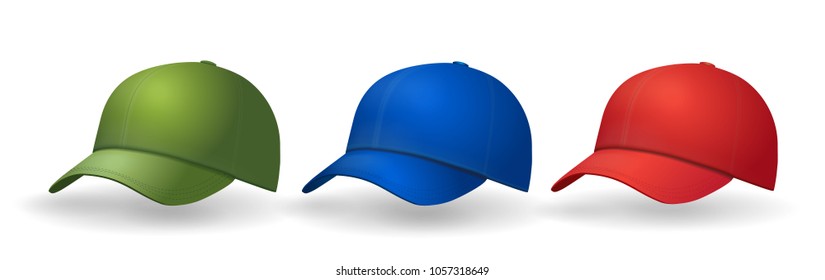 Baseball caps set Realistic hat collection