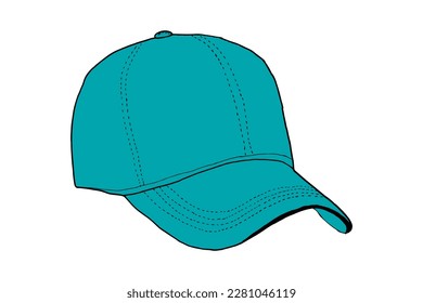 Baseball caps vector illustrations . Sports hats with visors for children and adults isolated on white background. Headwear, fashion, summer concept