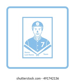 Baseball Card Icon. Blue Frame Design. Vector Illustration.