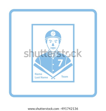 Baseball card icon. Blue frame design. Vector illustration.