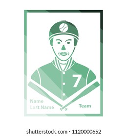 Baseball card icon. Flat color design. Vector illustration.