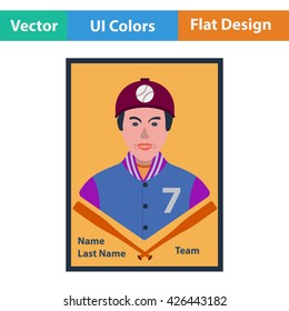 Baseball card icon. Flat design. Vector illustration.