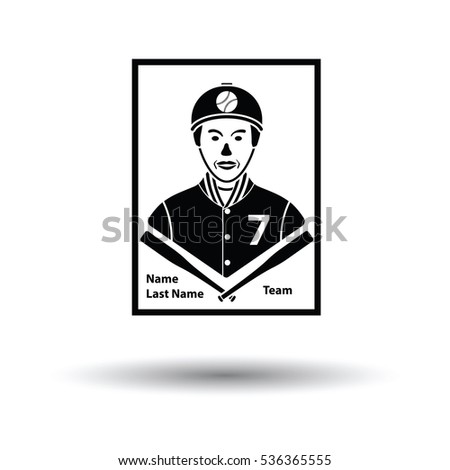 Baseball card icon. White background with shadow design. Vector illustration.