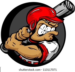 Baseball Cartoon Batter with Helmet and Bat Vector Illustration