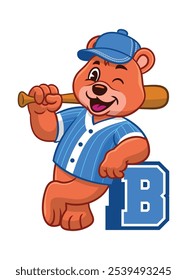 Desenho Animado de Beisebol do Personagem Mascote do Urso