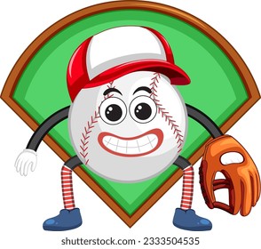 Baseball Cartoon Character with Eyes and Mouth illustration