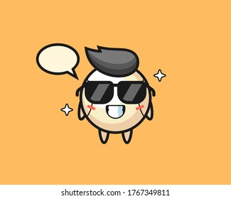 Baseball cartoon with cool gesture