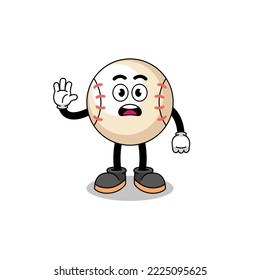 baseball cartoon illustration doing stop hand , character design