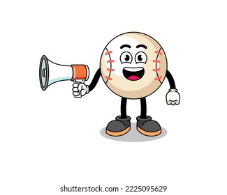 baseball cartoon illustration holding megaphone , character design