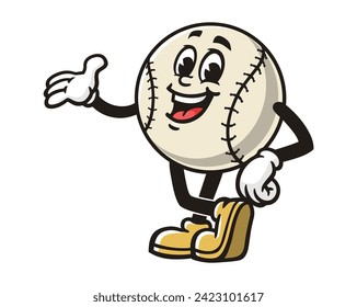 Baseball cartoon mascot illustration character vector clip art hand drawn