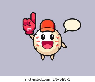 Baseball cartoon with number 1 fans glove