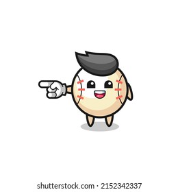 baseball cartoon with pointing left gesture , cute design