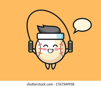 Baseball cartoon with skipping rope 