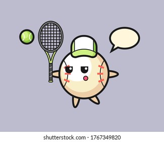 Baseball cartoon as a tennis player