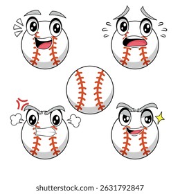 BASEBALL cartoon vector illustration with expression