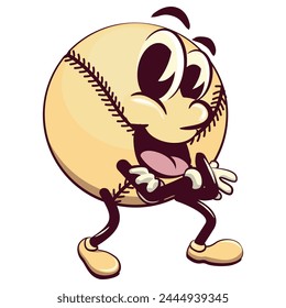 baseball cartoon vector isolated clip art illustration mascot folding his arms calmly, work of hand drawn