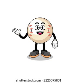 baseball cartoon with welcome pose , character design