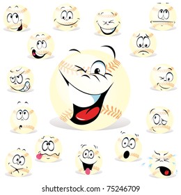 baseball cartoon wit many expressions