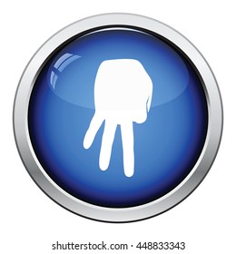 Baseball catcher gesture icon. Glossy button design. Vector illustration.