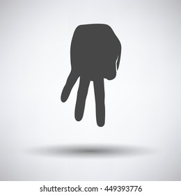 Baseball catcher gesture icon on gray background, round shadow. Vector illustration.