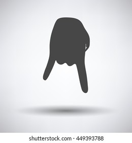 Baseball catcher gesture icon on gray background, round shadow. Vector illustration.
