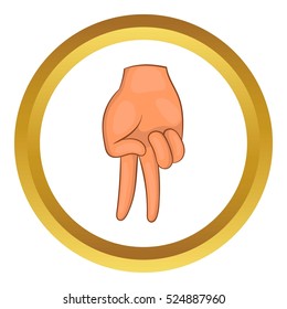 Baseball catcher gesture vector icon in golden circle, cartoon style isolated on white background