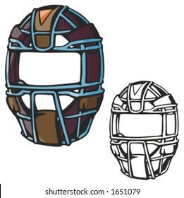 Baseball catcher helmet. Vector illustration