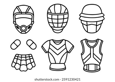 Baseball catcher line art behind plate