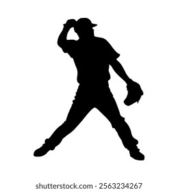 Baseball catcher silhouette vector illustration design on white background.